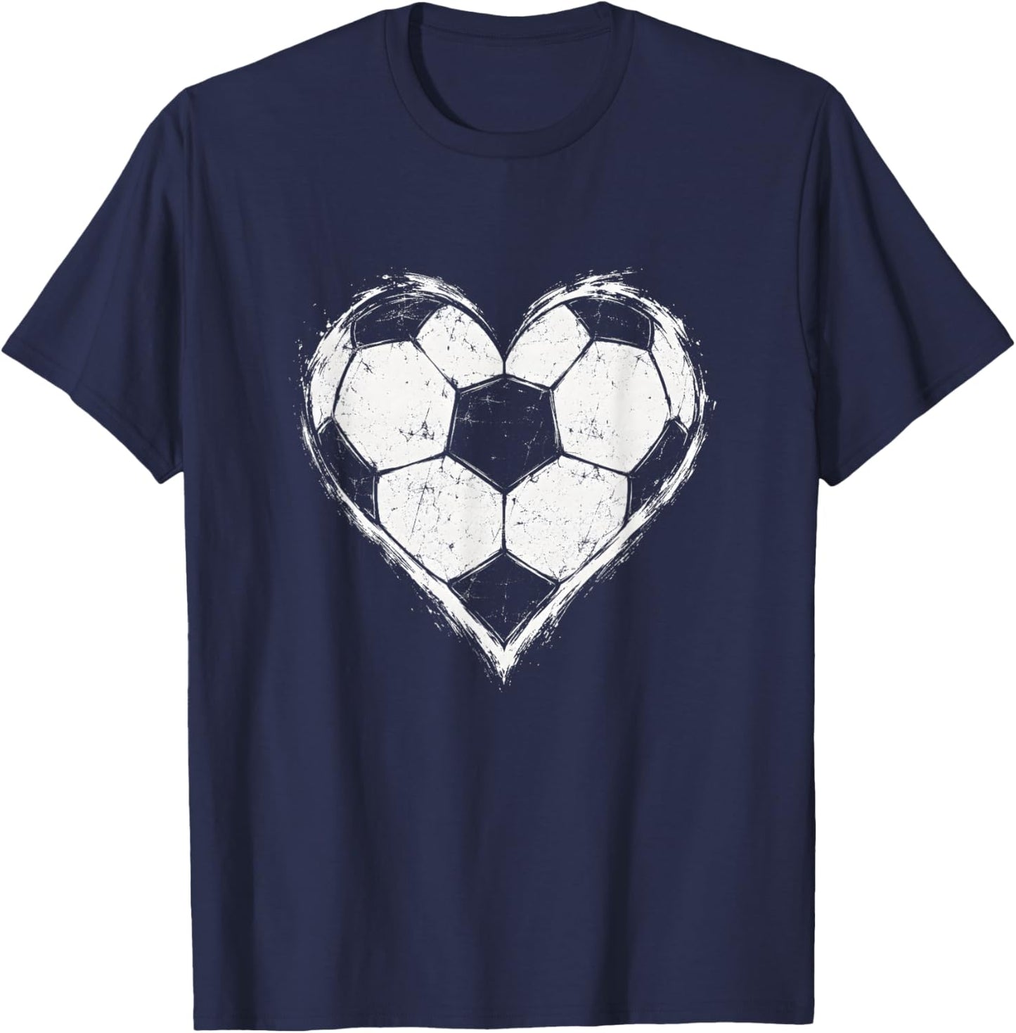 Soccer Lover Heart Ball Football Passion Bold Distressed T-Shirt - T-Shirt | Navy
