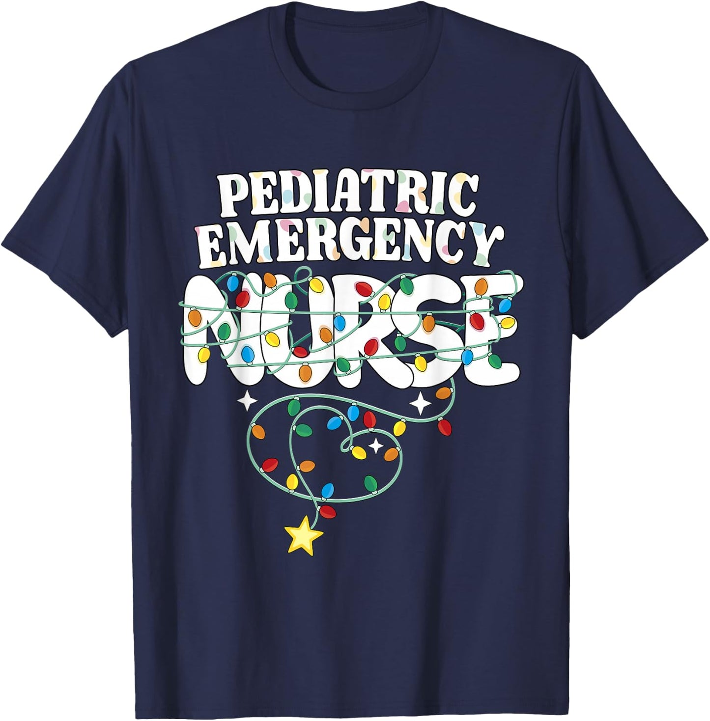 Pediatric Emergency Nurse Christmas Peds ER Nursing NP Squad T-Shirt - T-Shirt | Navy