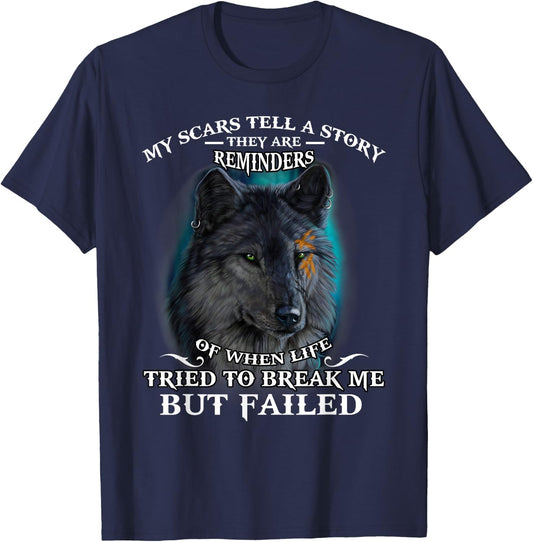 Wolf lover My scar tell a story T-Shirt - T-Shirt | Navy