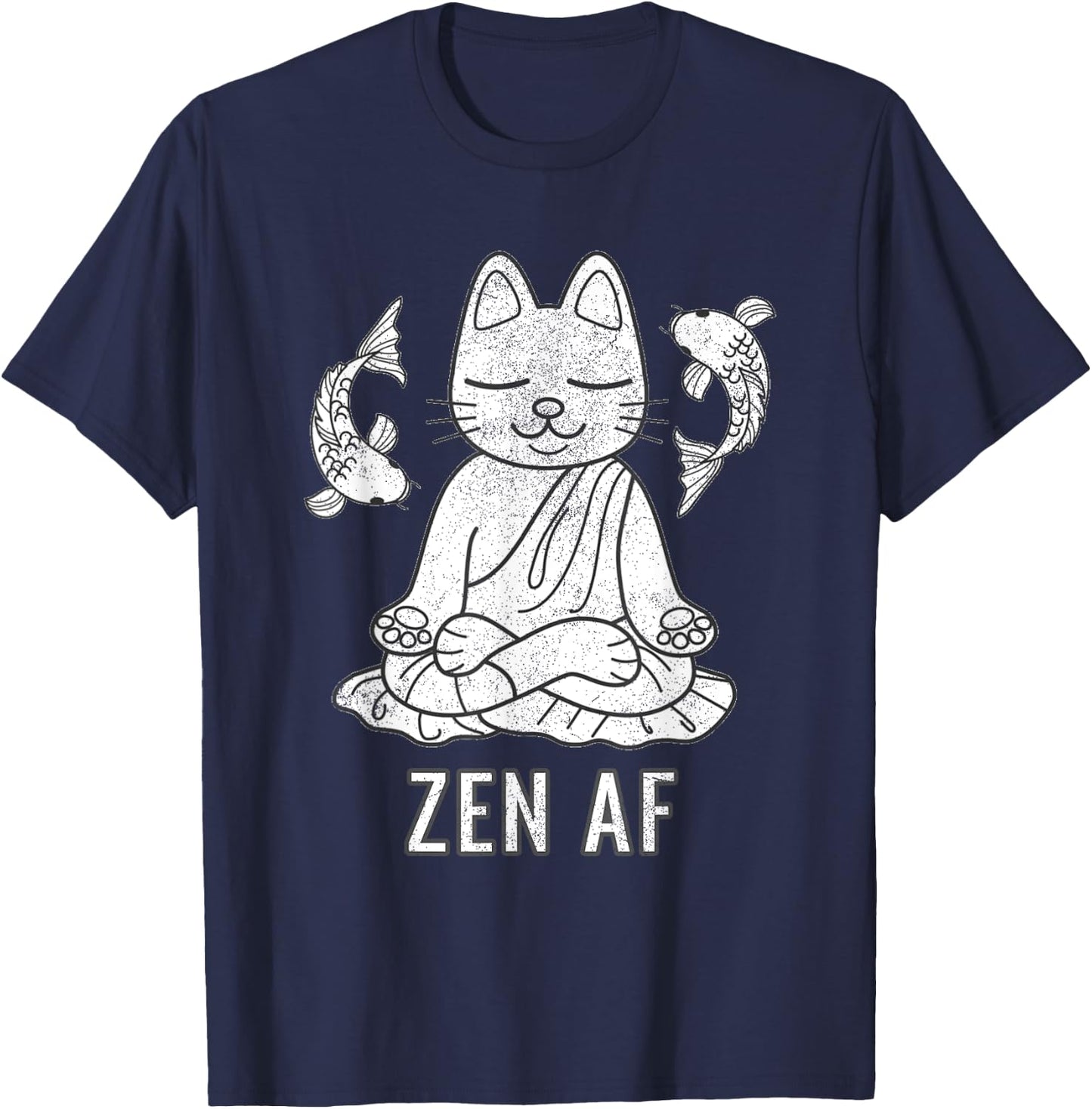 Zen AF Funny Meditating Cat Spiritual Yoga Gift T-Shirt - T-Shirt | Navy