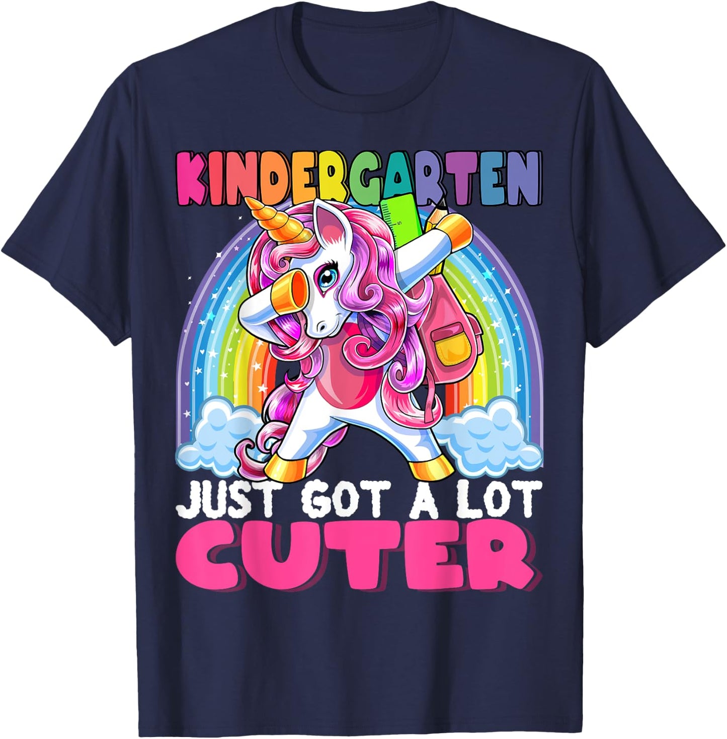 Kindergarten Got Cuter Dabbing Unicorn Back to School Girls T-Shirt - T-Shirt | Navy