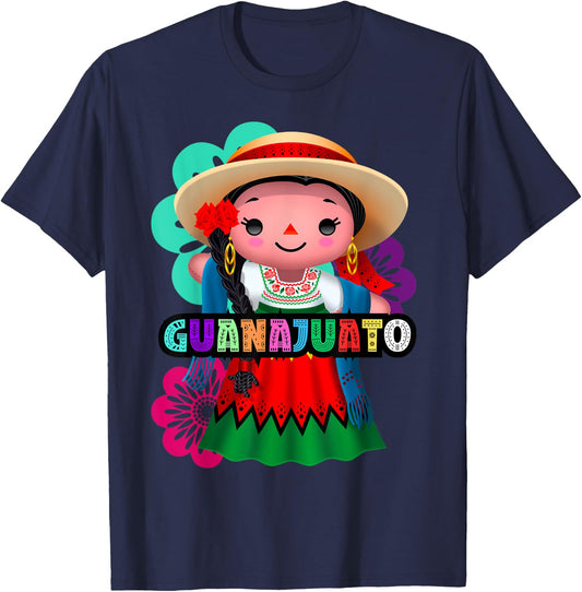 Guanajuato Mexico Muñeca Lelé, Handmade Mexicans Rag Doll T-Shirt - T-Shirt | Navy