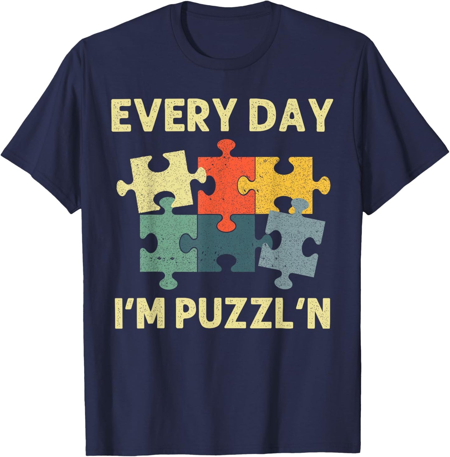 Funny Jigsaw Puzzle Design Women Adults Puzzle Lover T-Shirt - T-Shirt | Navy