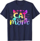 Cat Mom Tie Dye Kitty Cat Lover Kitten Pet Owner Colorful T-Shirt - T-Shirt | Navy