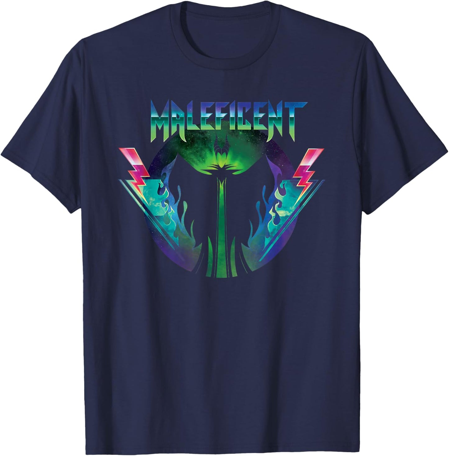 Disney Villains Maleficent 90s Rock Band Neon T-Shirt - T-Shirt | Navy