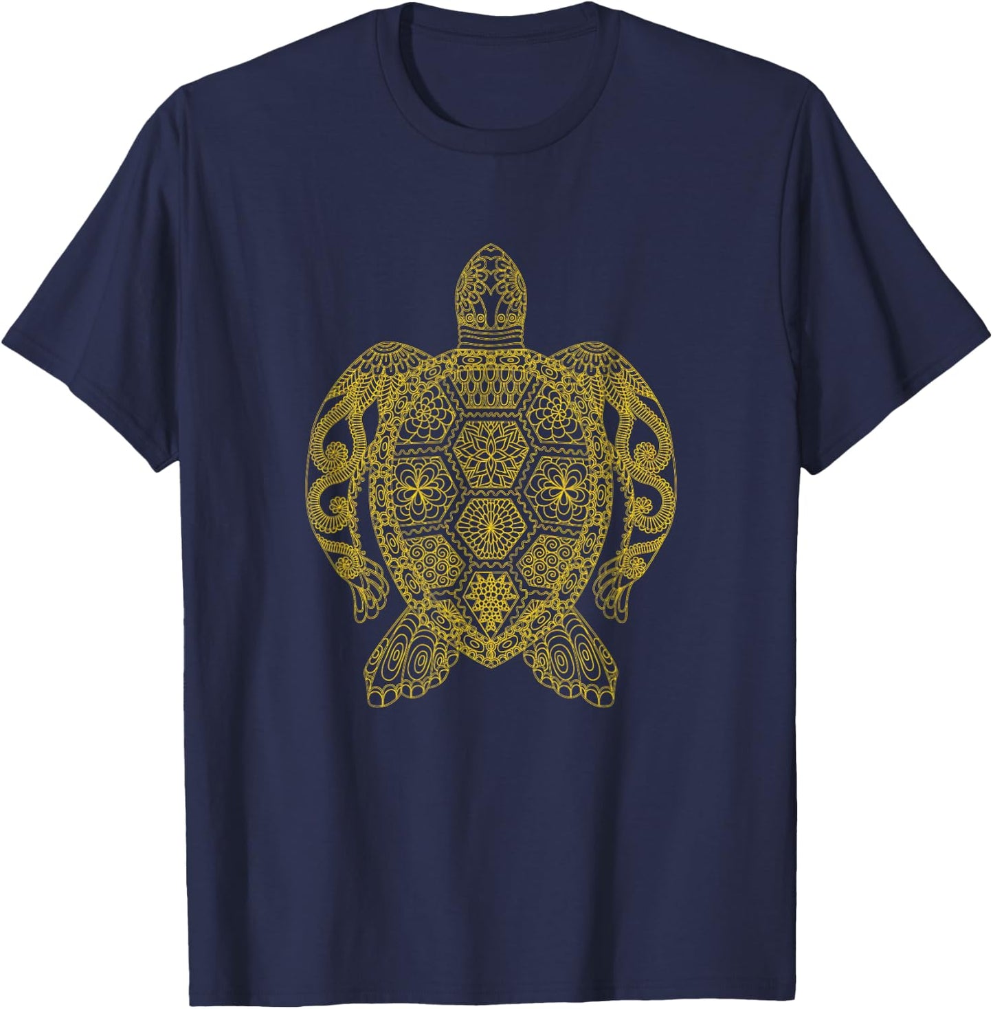 Cute Turtle Tortoise Love Sea Ocean Tribal Tattoo Animal Art T-Shirt - T-Shirt | Navy