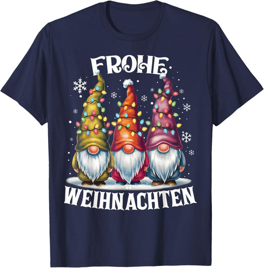 Frohe Weihnachten German Gnome Christmas Decorations Germany T-Shirt - T-Shirt | Navy