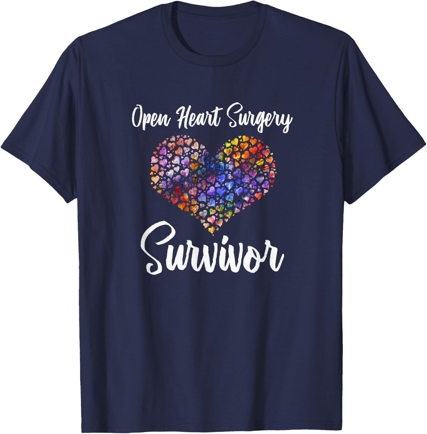 I Survived Open Heart Surgery ; Heart Attack Survivor T-Shirt - T-Shirt | Navy