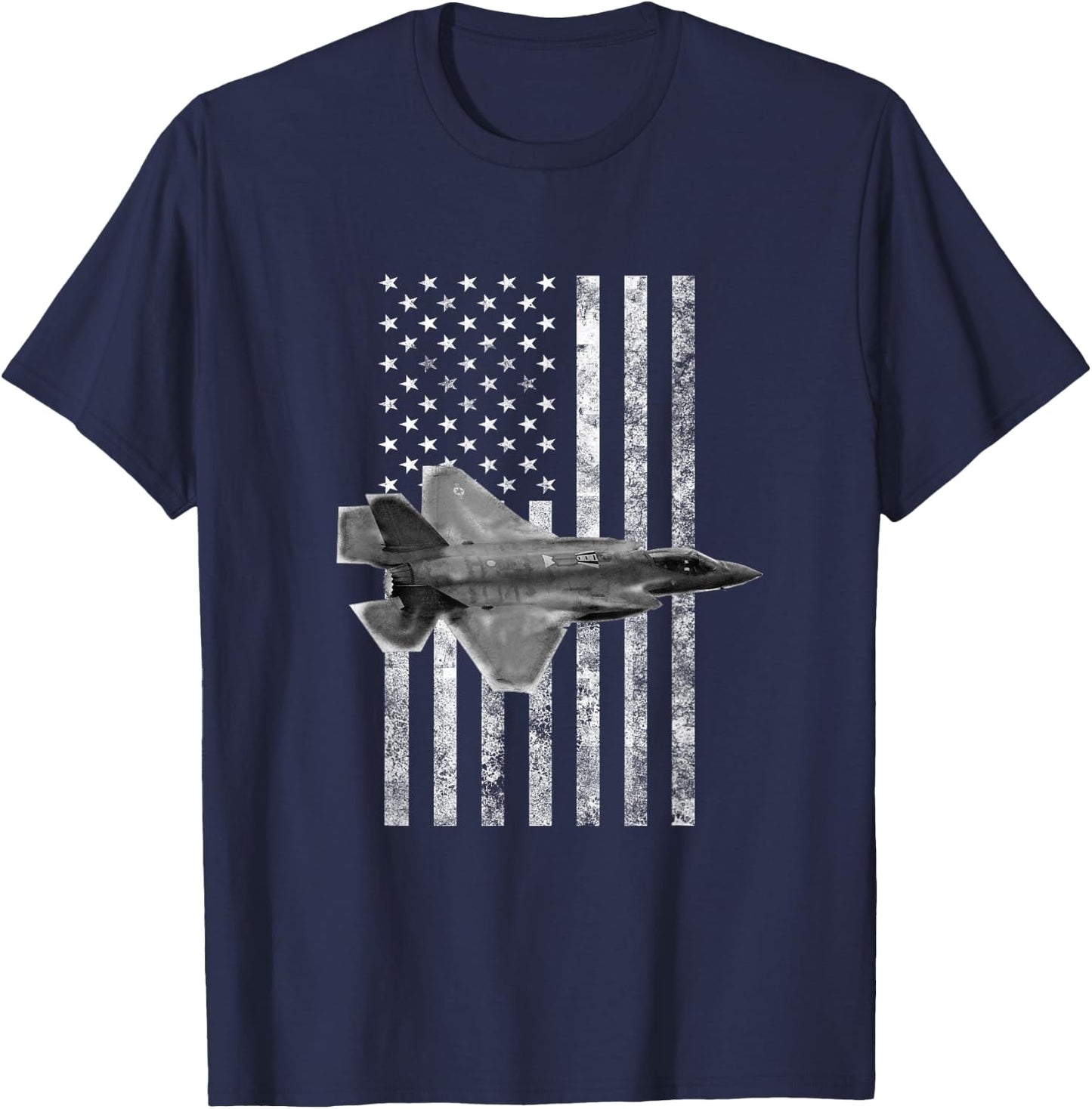 F-35 Lightning II American USA Flag - Military T-Shirt - T-Shirt | Navy