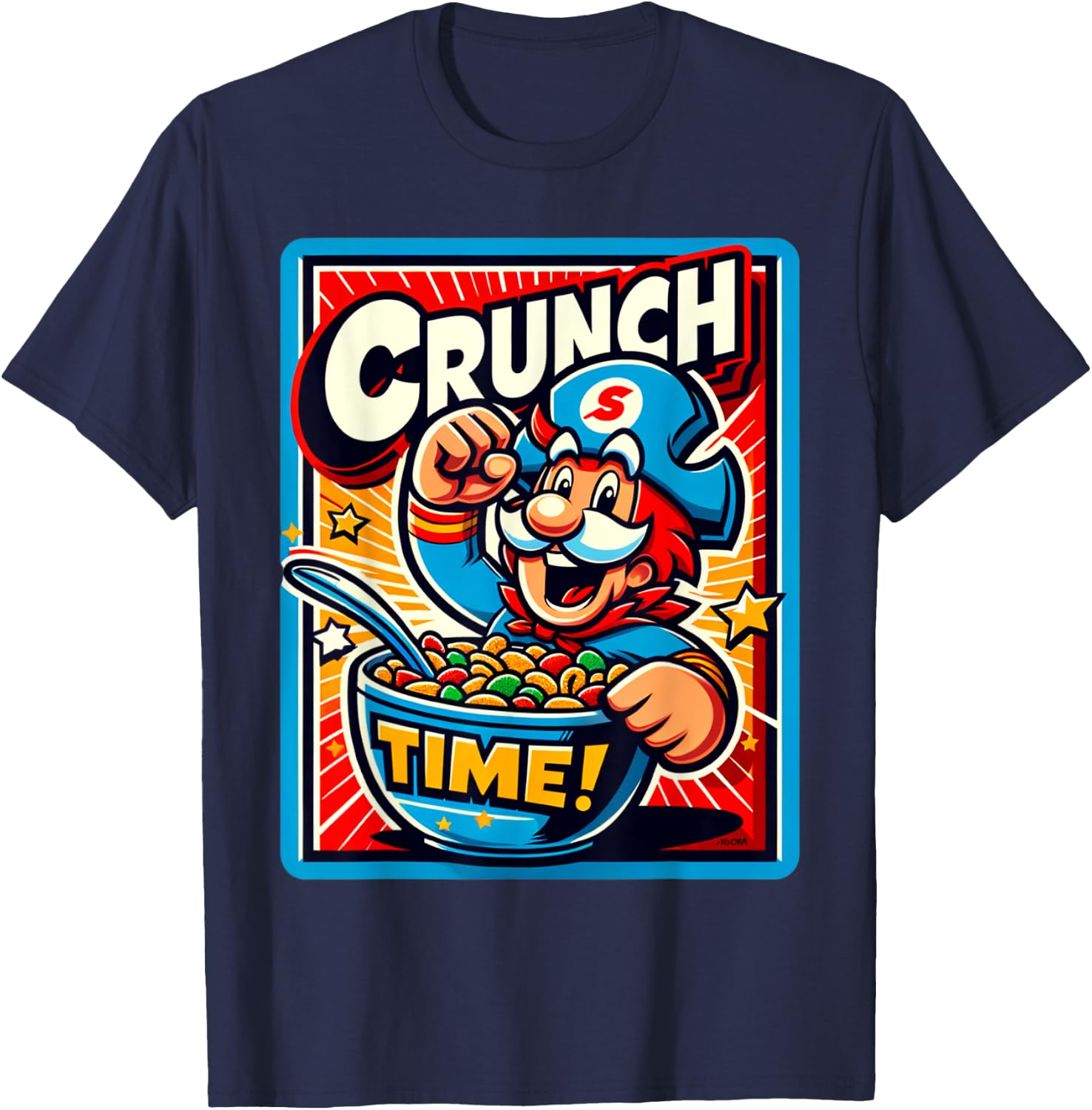 Vintage Retro Funny Quote Cereal Bowl T-Shirt - T-Shirt | Navy