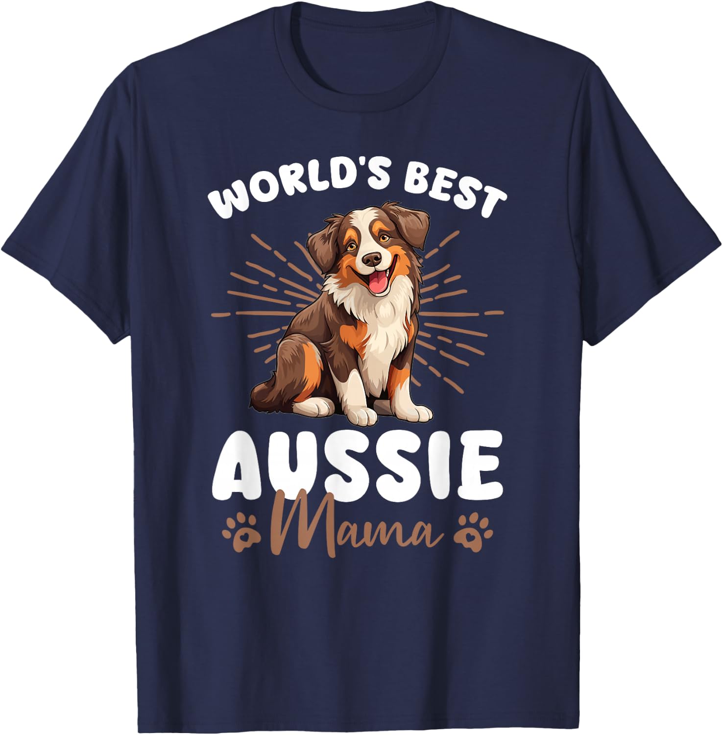 Australian Shepherd Red Tri Dog World's Best Aussie Mama T-Shirt - T-Shirt | Navy