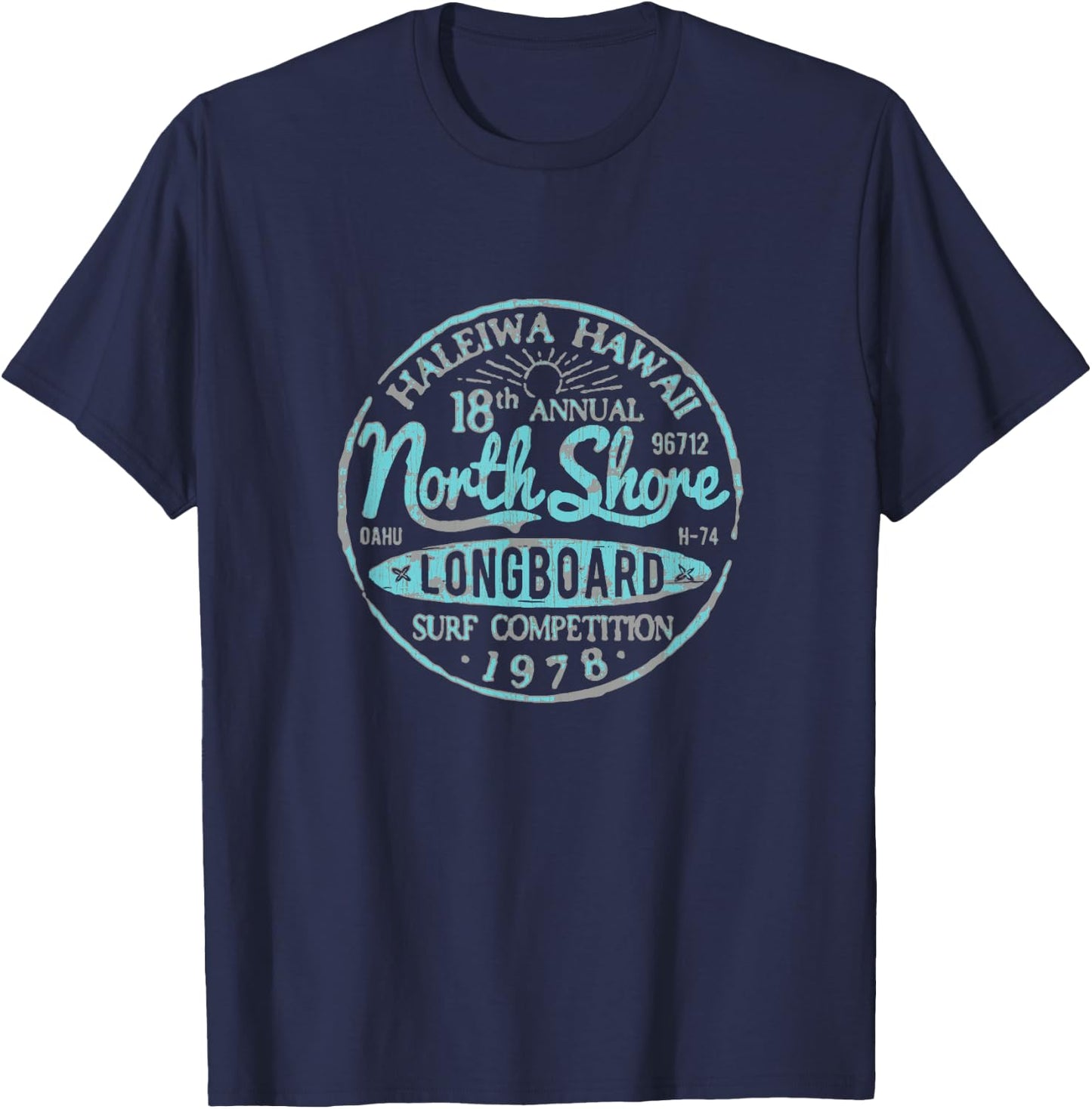 North Shore Long Board Surf T-Shirt - T-Shirt | Navy