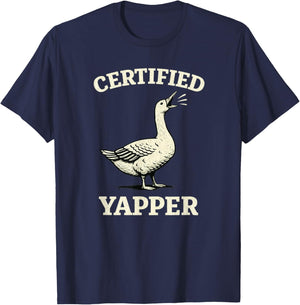 Certified Yapper Funny Goose Honking Bird Humor T-Shirt - T-Shirt | Navy