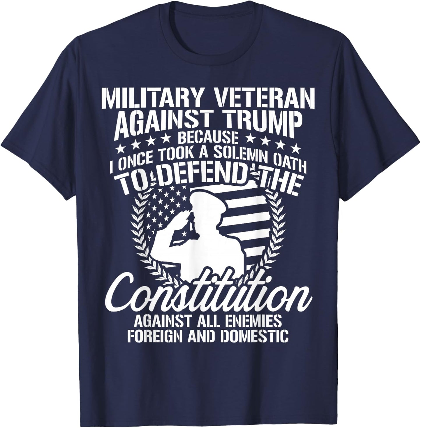 Military Veterans Against Trump 2020 USA Election T-Shirt - T-Shirt | Navy