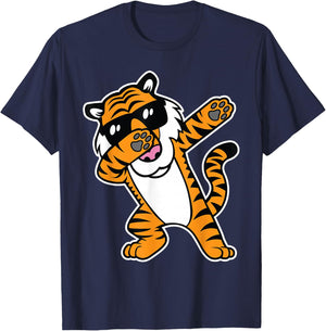 Dabbing Tiger Funny Cool Dancing Big Cat Dab Shirt T-Shirt - T-Shirt | Navy