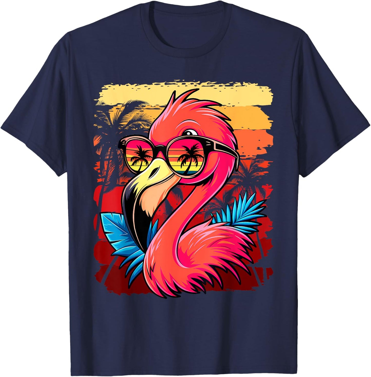 Retro Sunglasses Flamingo Kids Funny Flamingo T-Shirt - T-Shirt | Navy