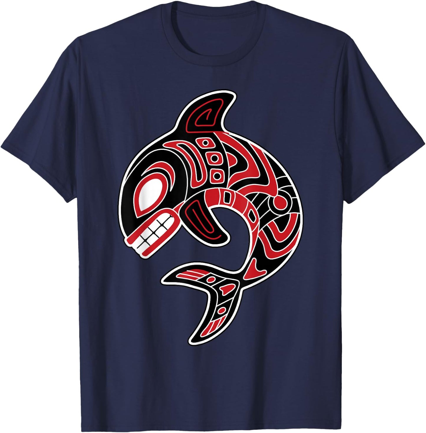 Orca Northwest American Indian Totem Killer Whale T-Shirt - T-Shirt | Navy