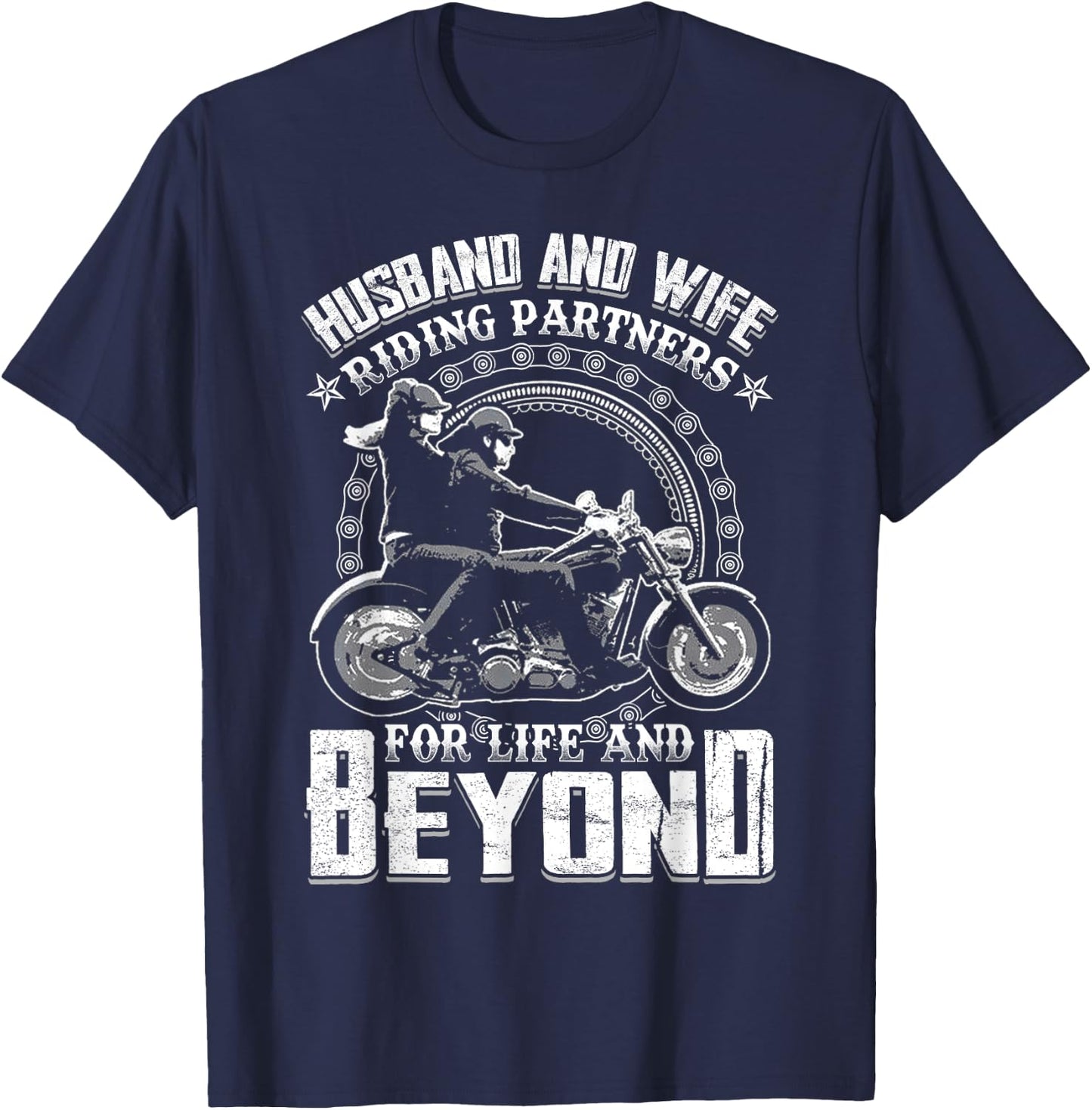 Husband And Wife Riding Partners For Life And Beyond Shirt T-Shirt - T-Shirt | Navy