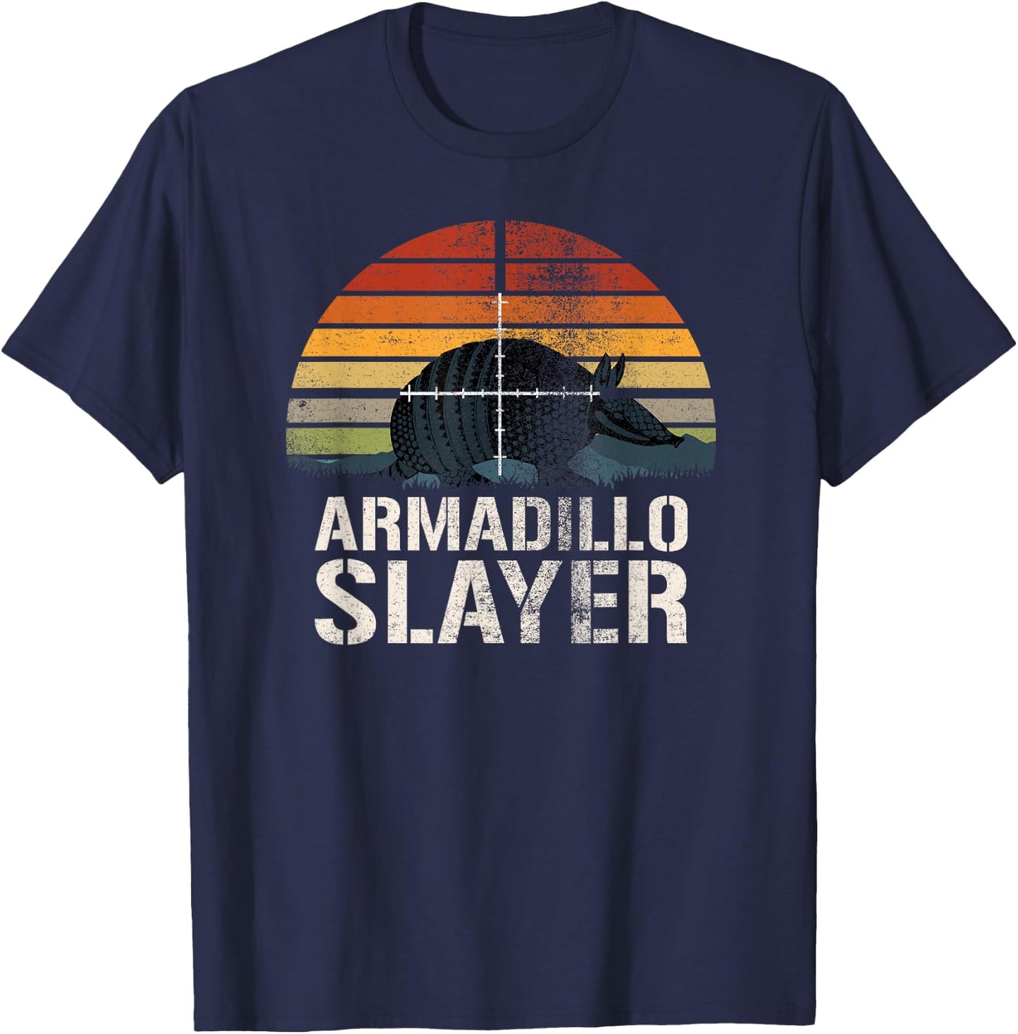 Vintage Sunset Armadillo Slayer Armadillo Hunter Gift T-Shirt - T-Shirt | Navy