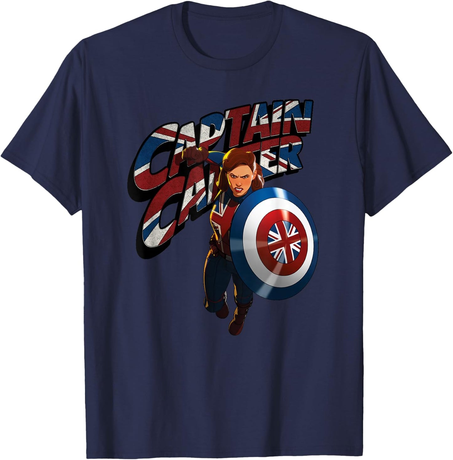 Marvel What IF...? Captain Carter Union Jack T-Shirt - T-Shirt | Navy