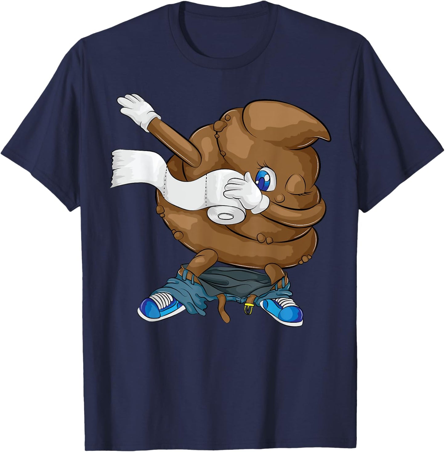 Dabbing Poop | Cool Friendly Funny Pooping Gift T-Shirt - T-Shirt | Navy