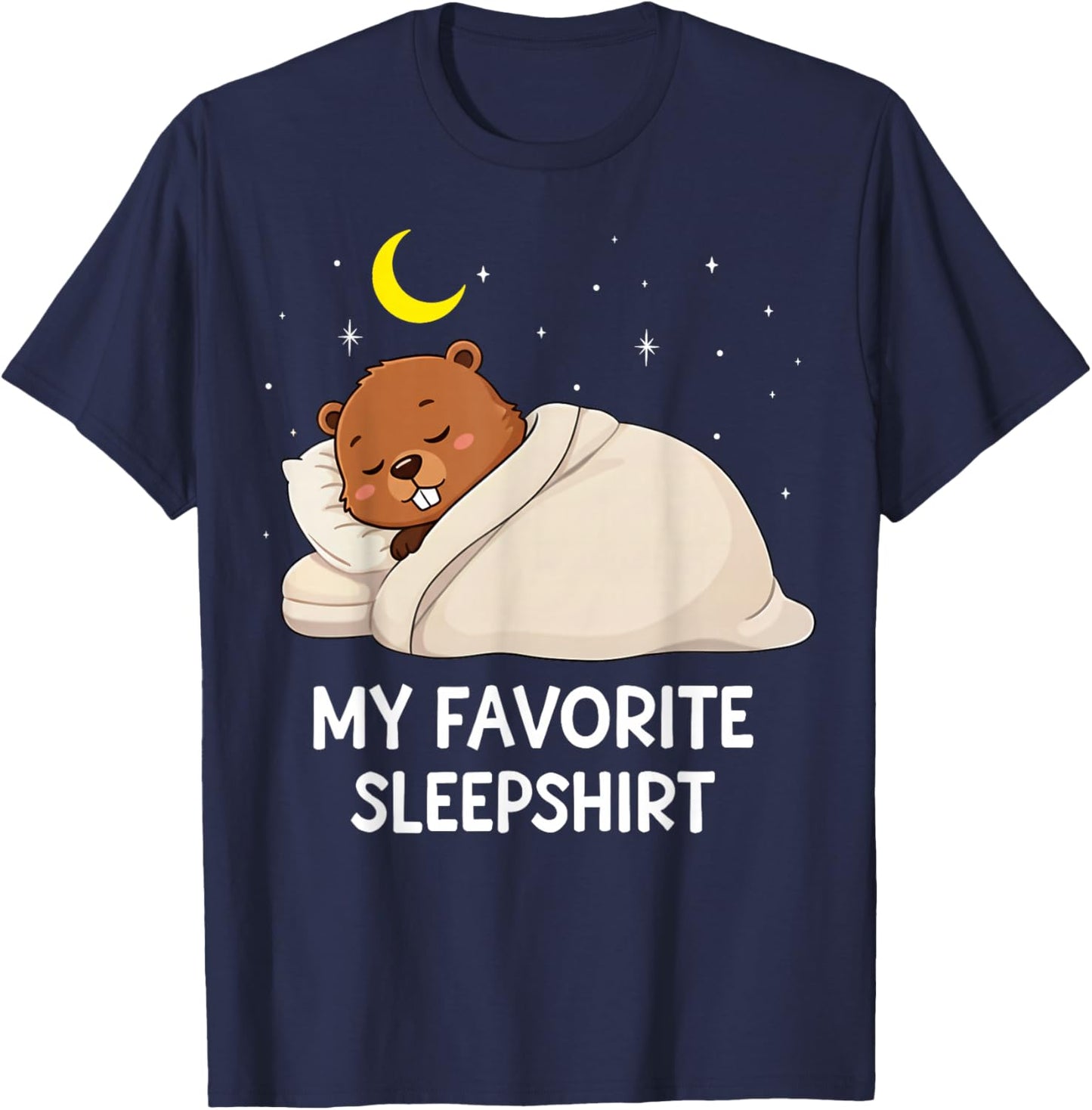 Funny Beaver Favorite Sleepshirt Pajama Zoo Boys Girls Kids T-Shirt - T-Shirt | Navy