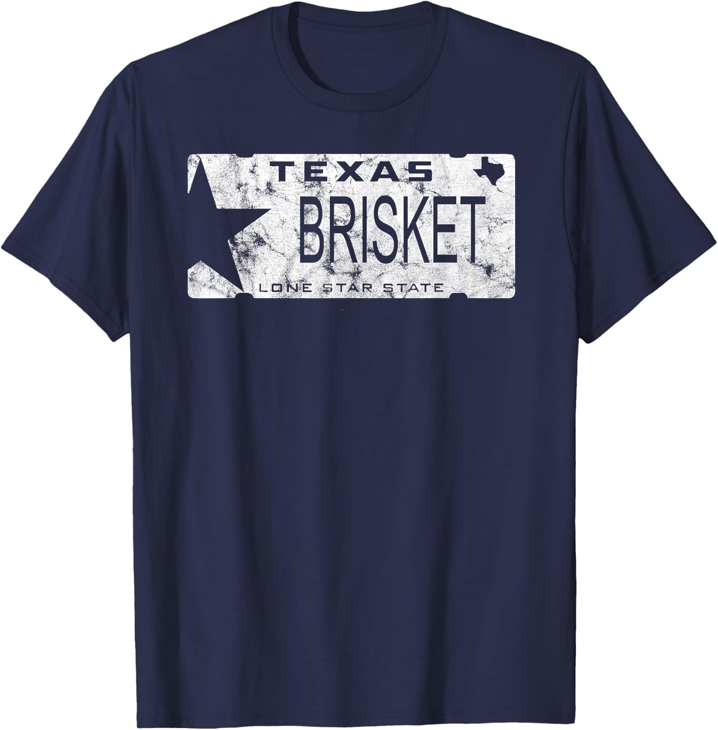 State Of Texas Brisket License Plate BBQ Pitmaster T-Shirt - T-Shirt | Navy