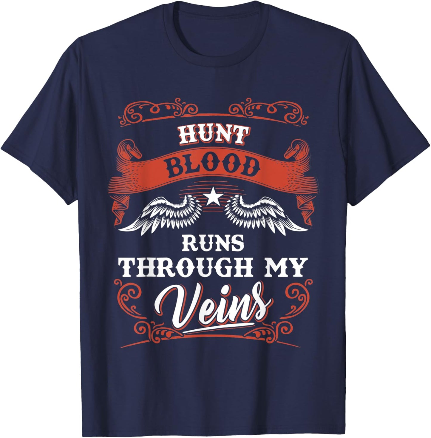 HUNT blood runs through my veins shirt 1k2d T-Shirt - T-Shirt | Navy