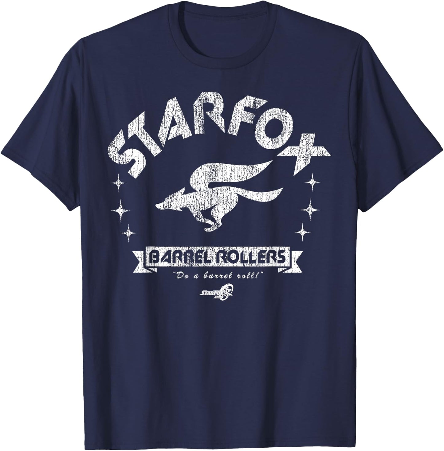 Star Fox Barrel Rollers Distressed Logo Graphic T-Shirt - T-Shirt | Navy