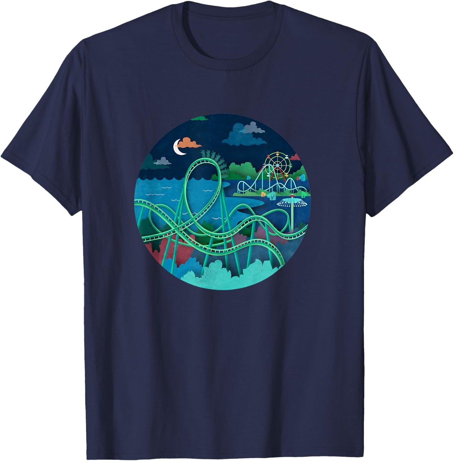 ArtofClaire Raptor Roller Coaster - -Kids, Black, Small T-Shirt - T-Shirt | Navy