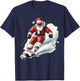Santa Skiing Funny Christmas Skier Ski Racer Xmas Pajama T-Shirt - T-Shirt | Navy