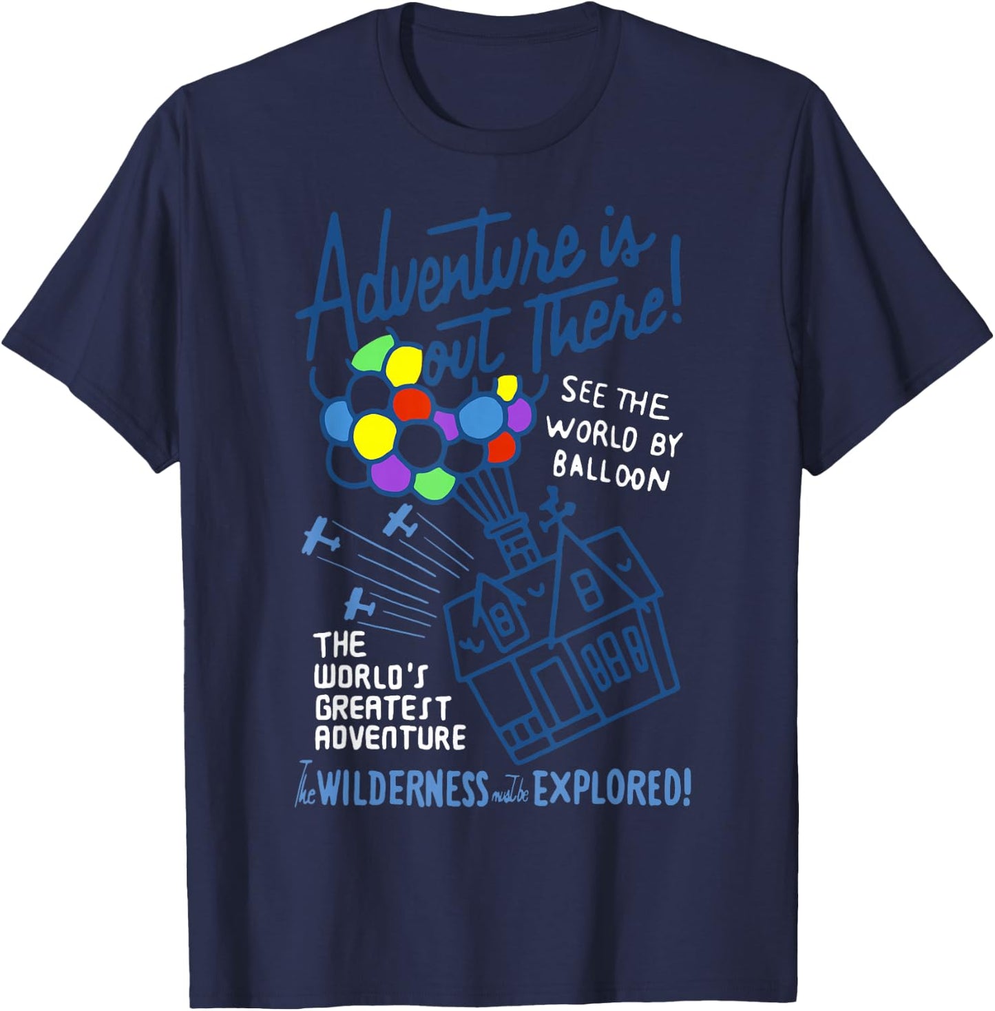 Disney Pixar Up Adventure is Out There Vintage Balloon House T-Shirt - T-Shirt | Navy