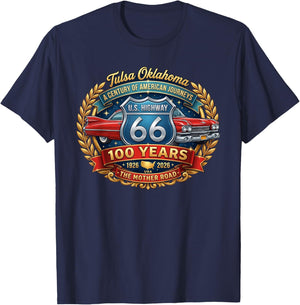 Tulsa Oklahoma U.S. Highway 66 100th Anniversary T-Shirt - T-Shirt | Navy