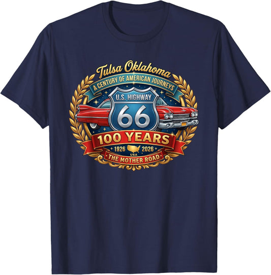 Tulsa Oklahoma U.S. Highway 66 100th Anniversary T-Shirt - T-Shirt | Navy