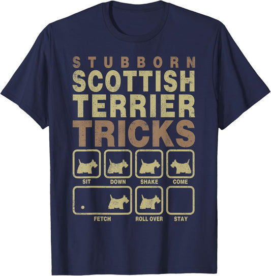 Pet Dog Lover Stubborn Tricks Scottish Terrier T-Shirt - T-Shirt | Navy