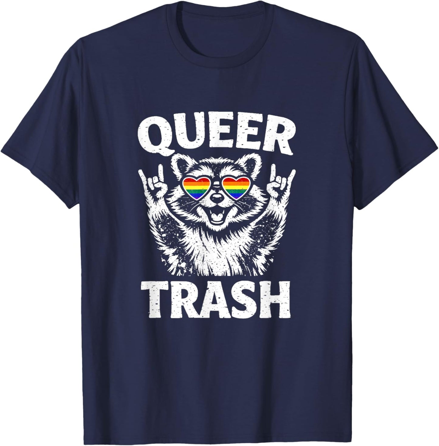 Queer Trash Gay Pride Men Women LGBT Flag T-Shirt - T-Shirt | Navy