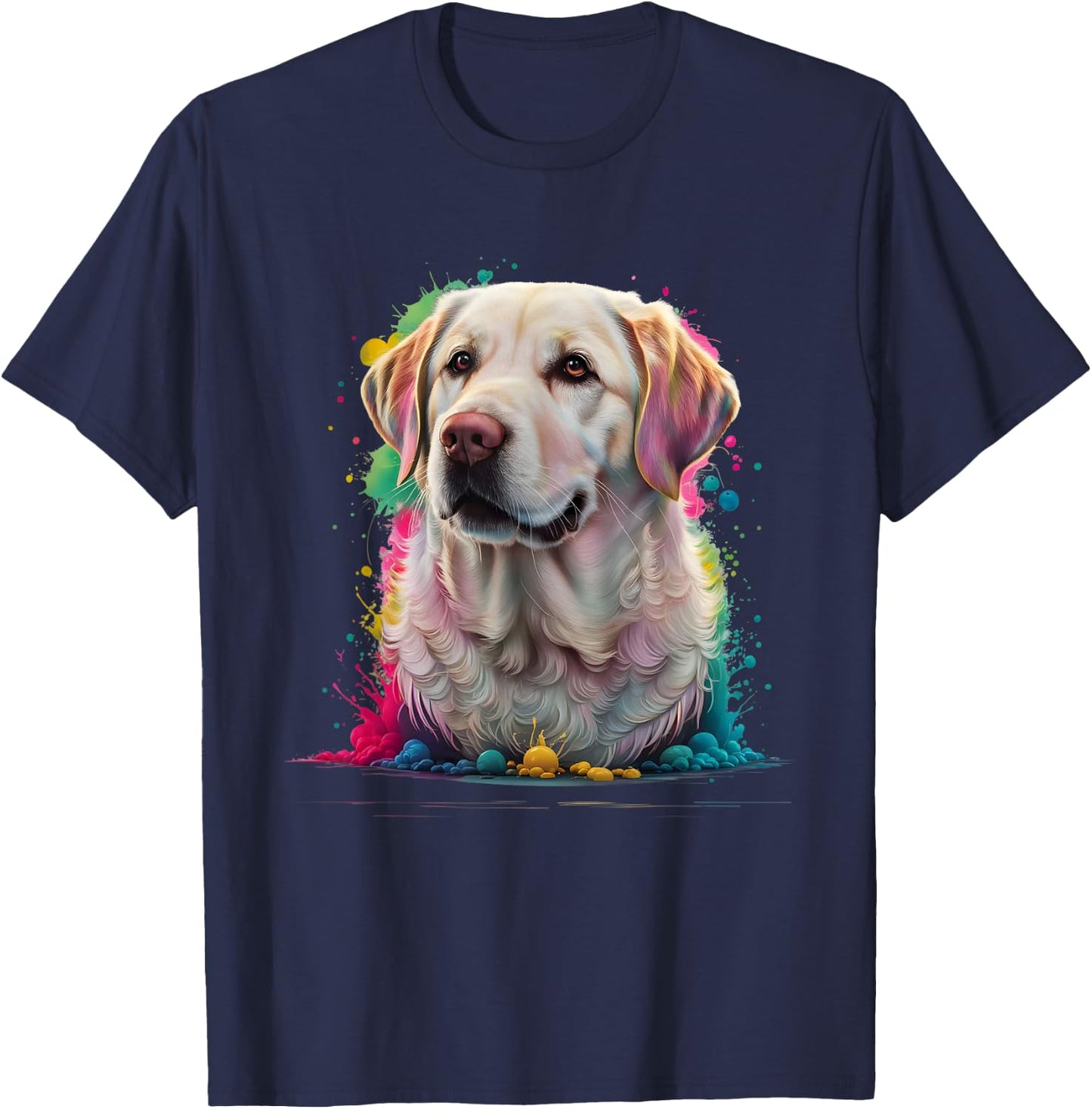 Men Woman Colorful Watercolor Labrador Retriever T-Shirt - T-Shirt | Navy