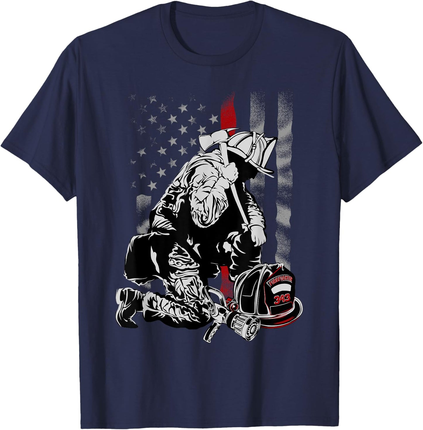 Firefighter Gifts Shirts with Vintage USA Flag T-Shirt - T-Shirt | Navy