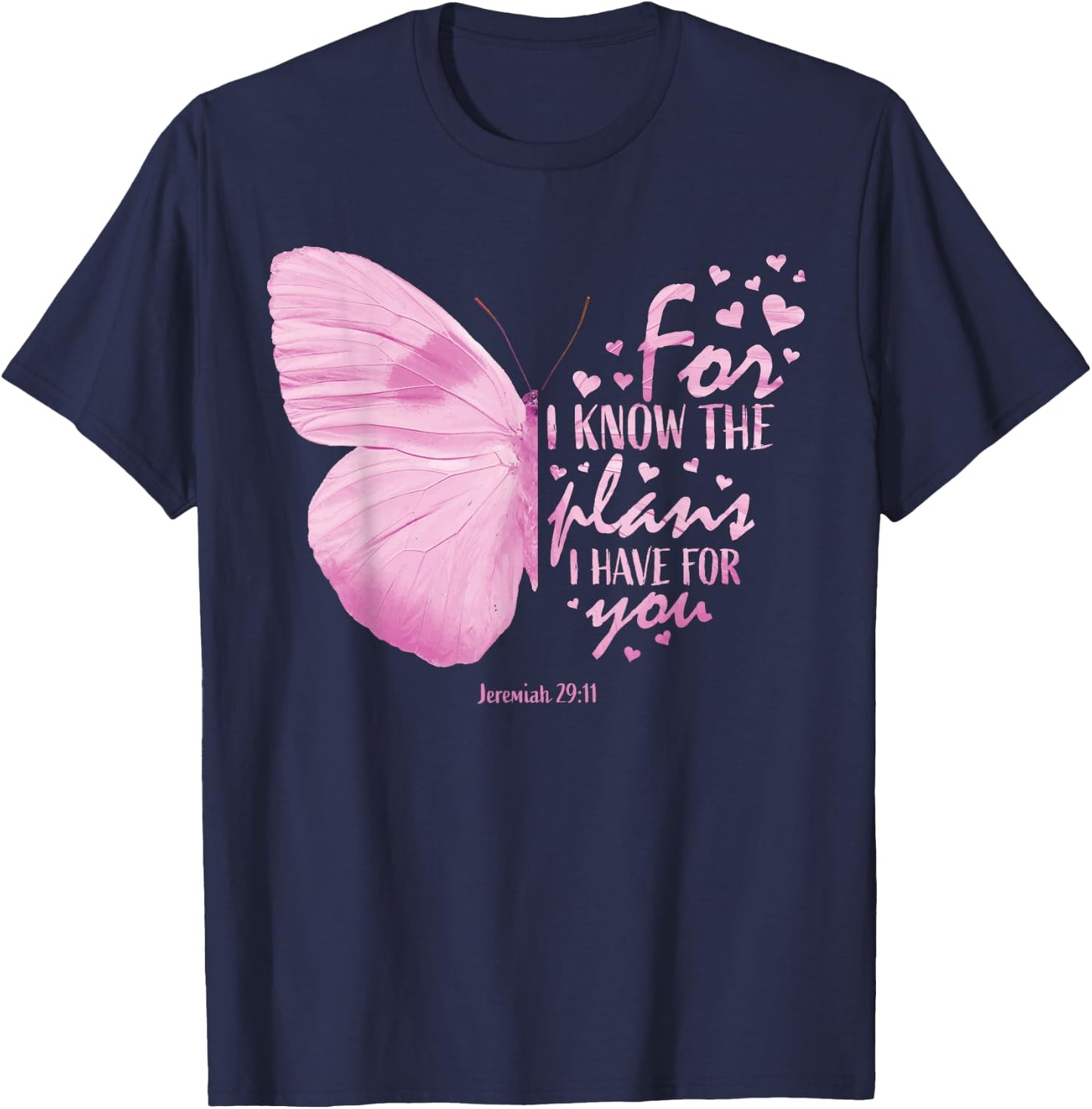 Religious Gifts Mom Women Christian Bible Verse Butterfly T-Shirt - T-Shirt | Navy