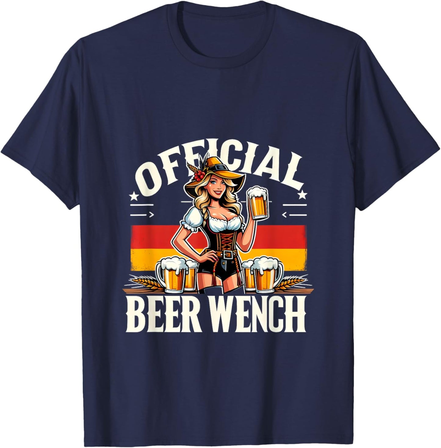 Oktoberfest Drinking Team Official Beer Wench German Flag T-Shirt - T-Shirt | Navy