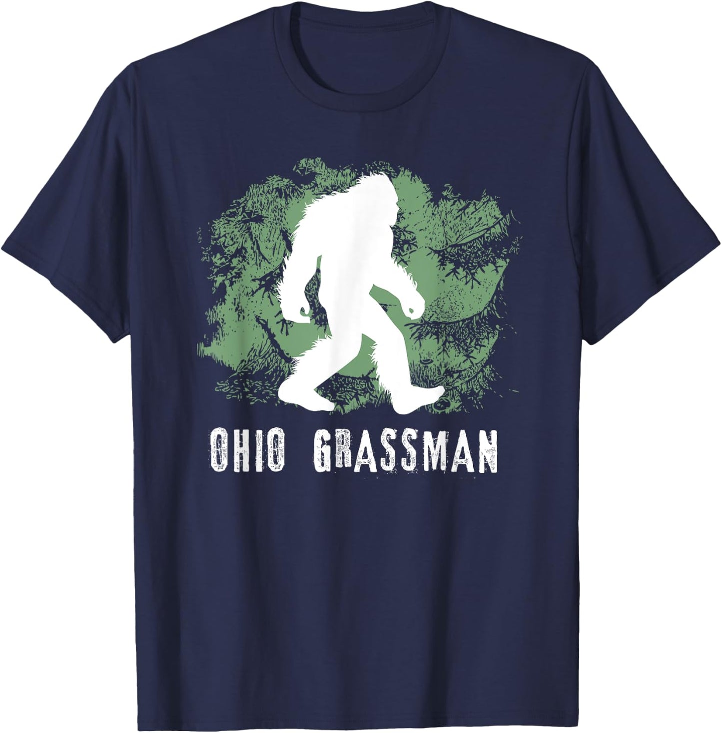 Bigfoot Grassman Cryptid Ohio Valley Park Sasquatch T-Shirt - T-Shirt | Navy