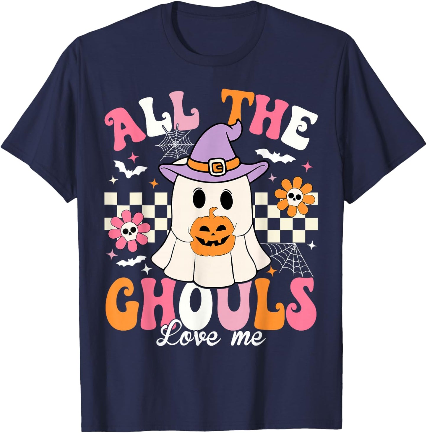 All The Ghouls Love Me Halloween Ghost Spooky Halloween Kids T-Shirt - T-Shirt | Navy