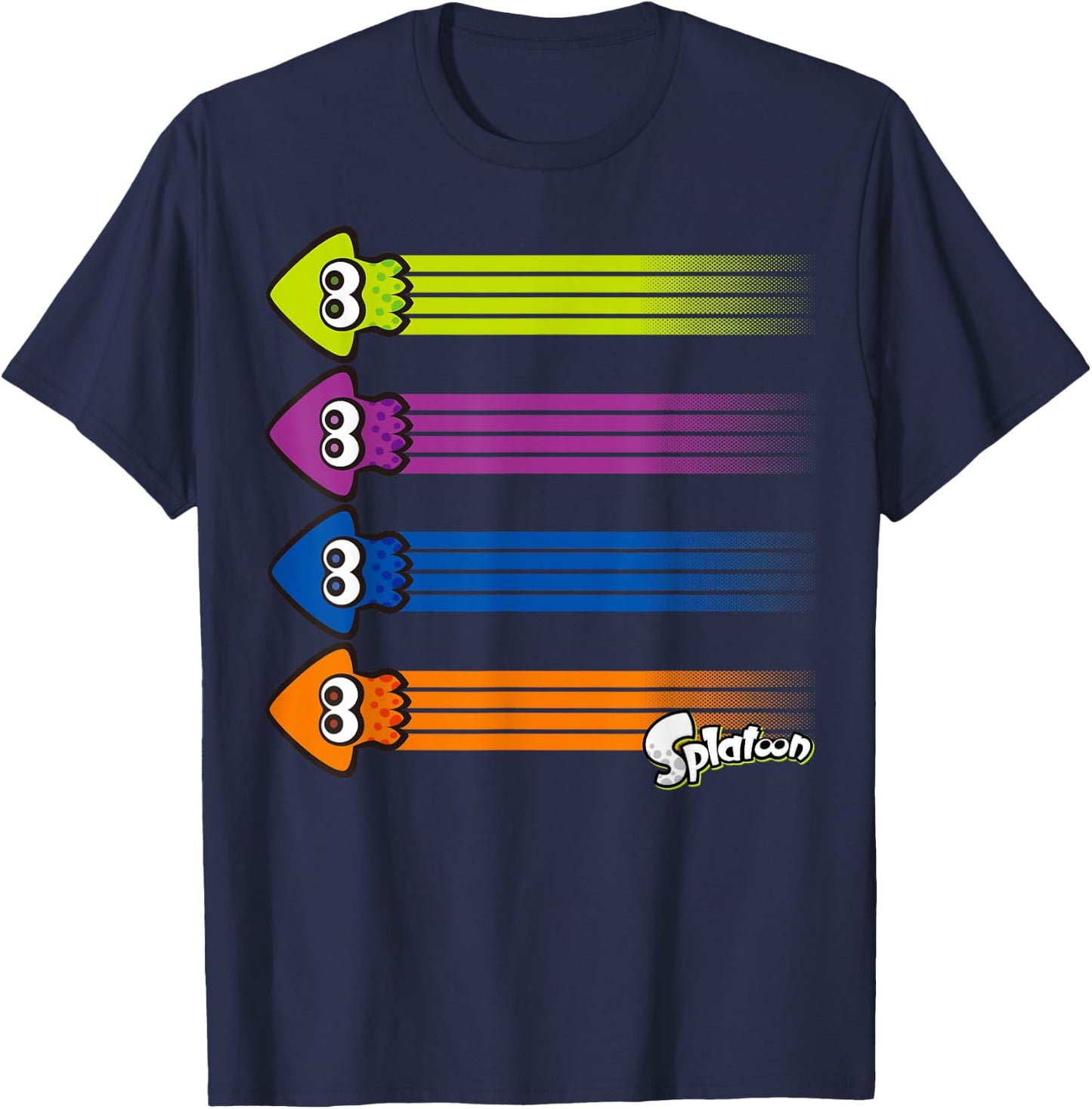 Splatoon Inkling Teams Squid Color Streaks T-Shirt - T-Shirt | Navy