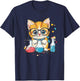 Adorable Cat With Glasses Chemist Kitten Science Fun Men Women Kids T-Shirt - T-Shirt | Navy