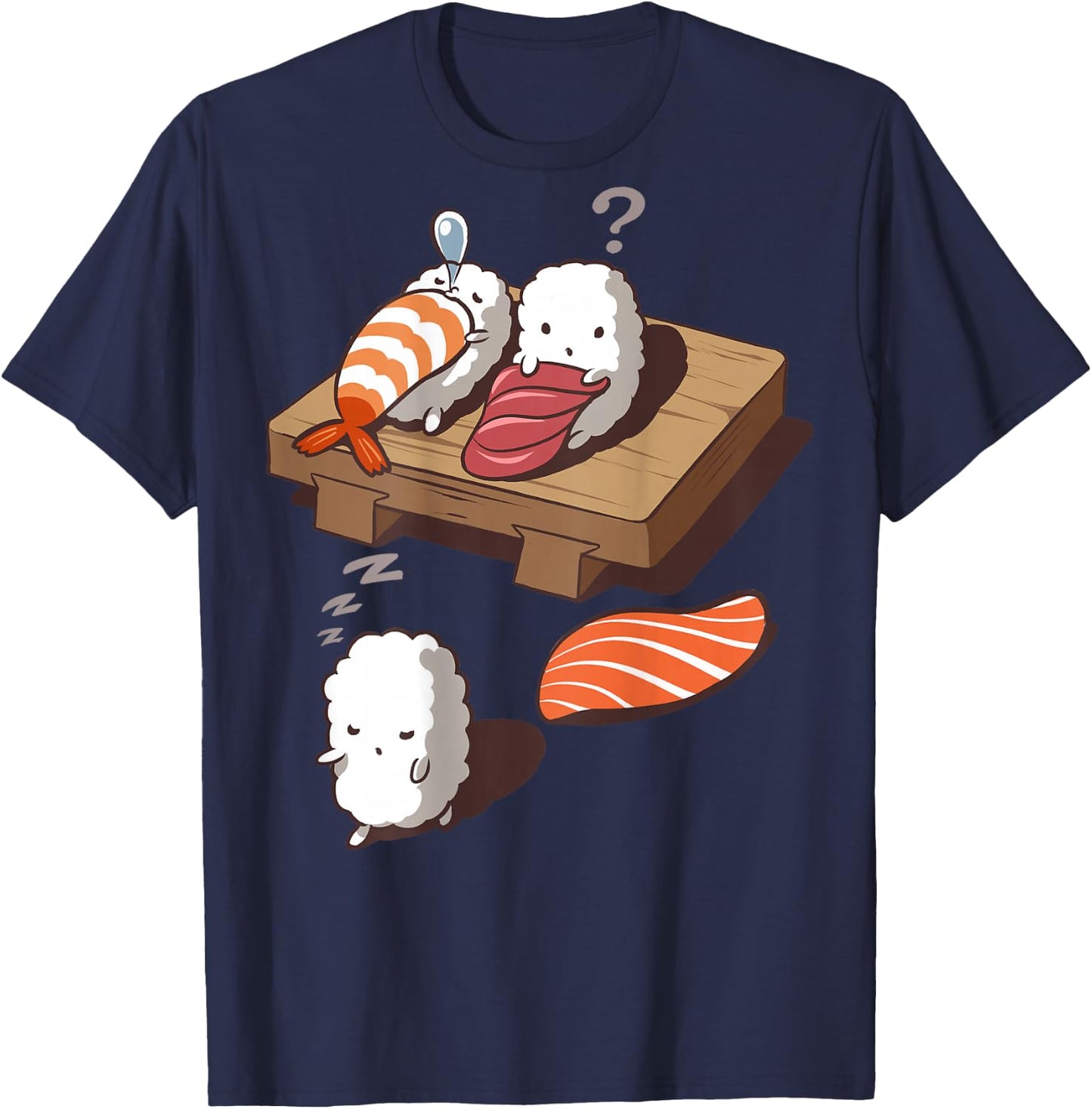 Cute and Funny Japanese Nigiri Sushi Sleepwalking T-Shirt - T-Shirt | Navy