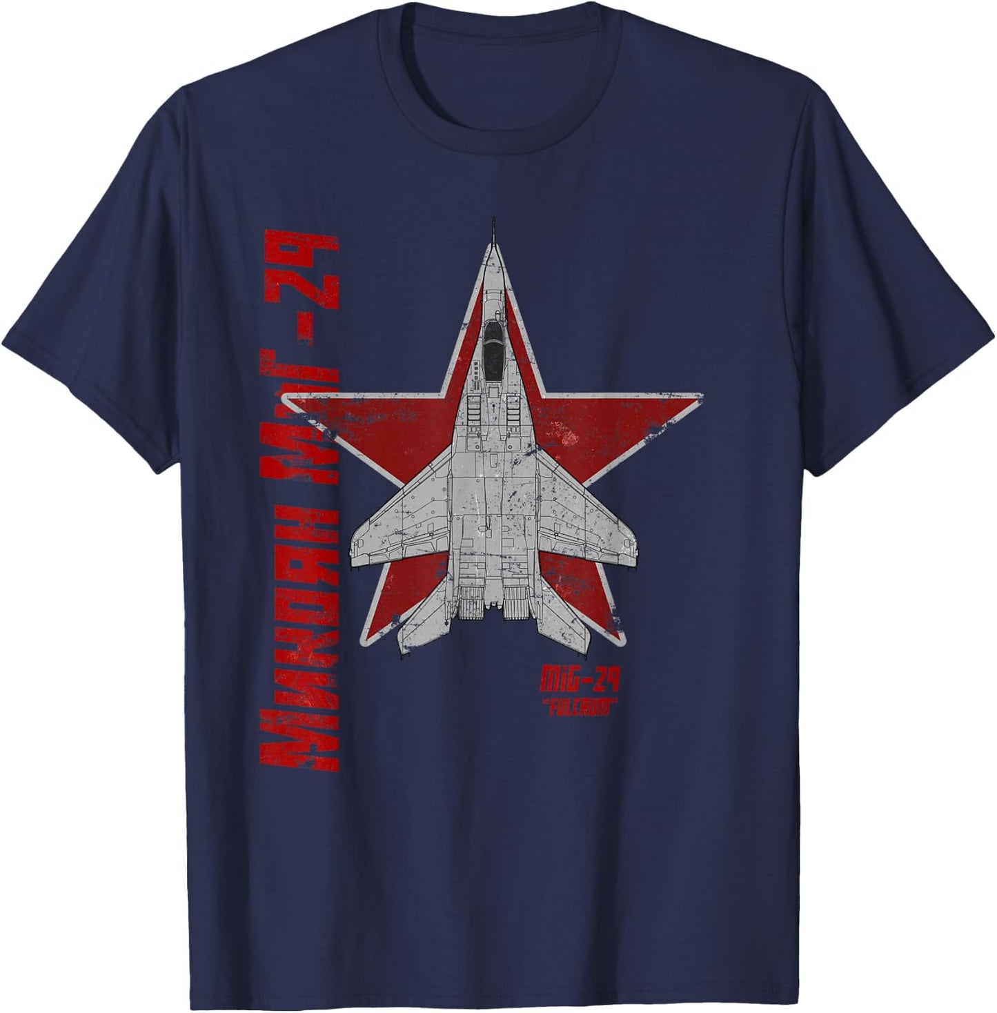 MiG-29 Fulcrum Soviet Cold War Jet Airplane Vintage Cyrillic T-Shirt - T-Shirt | Navy