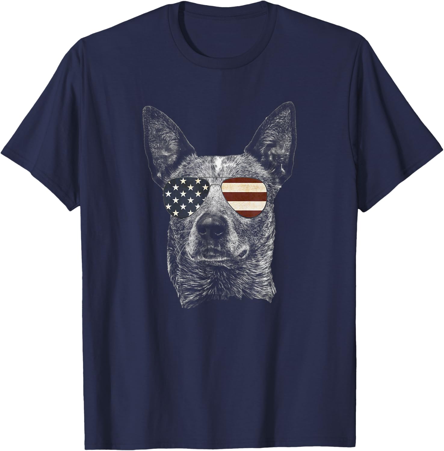 Australian Cattle Dog USA Flag Funny Cute Women Heeler T-Shirt - T-Shirt | Navy