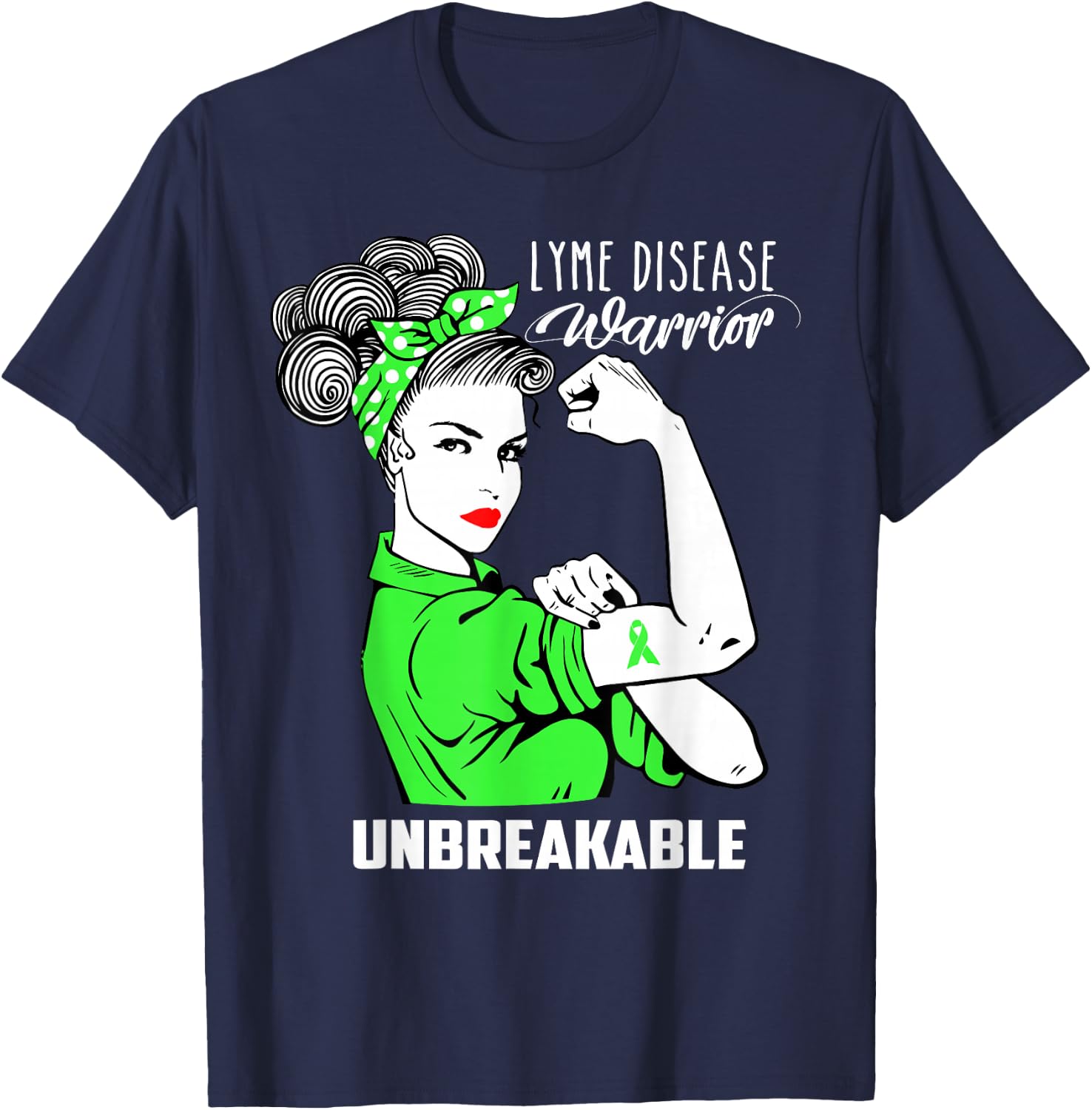 Lyme Disease Warrior Unbreakable Shirt Awareness Gift T-Shirt - T-Shirt | Navy