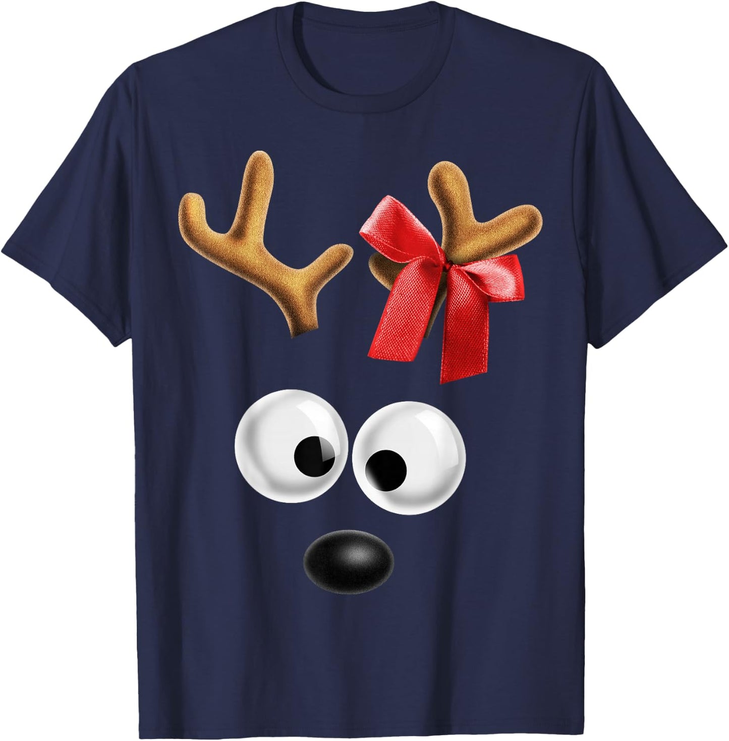 Matching Family Christmas Reindeer Face Shirt for Girls T-Shirt - T-Shirt | Navy