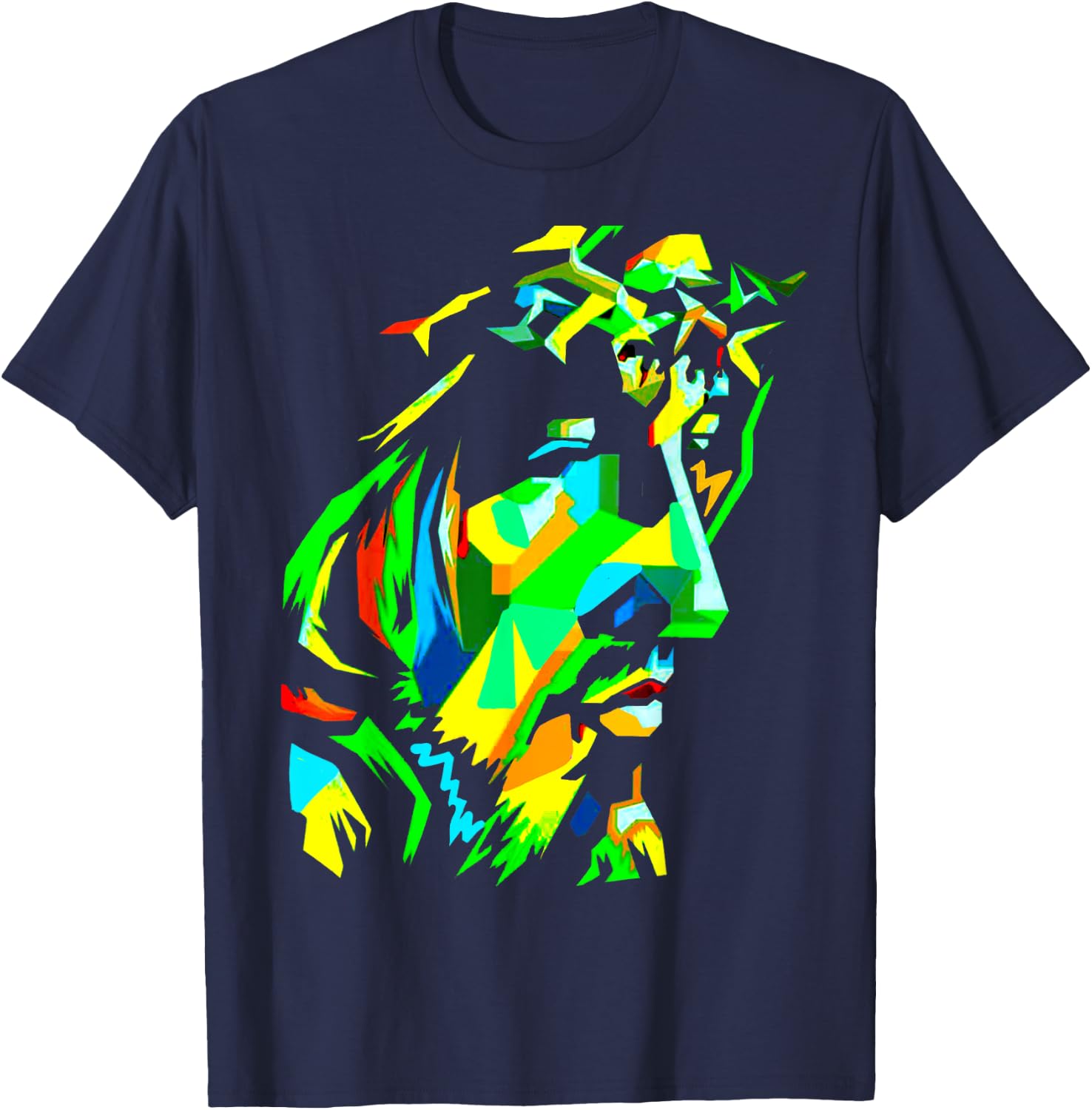 Jesucristo Pop Art Jesus Christ Face, Catholic Icon Painting T-Shirt - T-Shirt | Navy